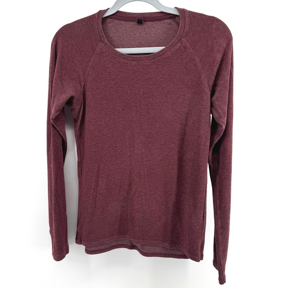 Uniqlo Heattech Top Women S Burgundy Long Sleeve Raglan Thermal Base Layer Shirt